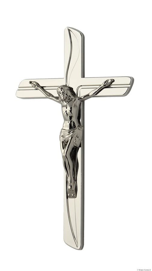 K50-0-28aN Náhrobné doplnky Verbena - kríž s Ježišom biely